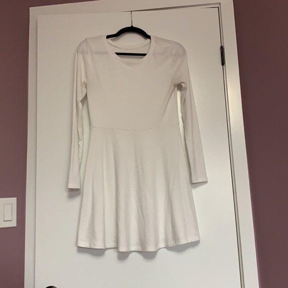 White Long Sleeve Skater Dress - Picture 3 of 5